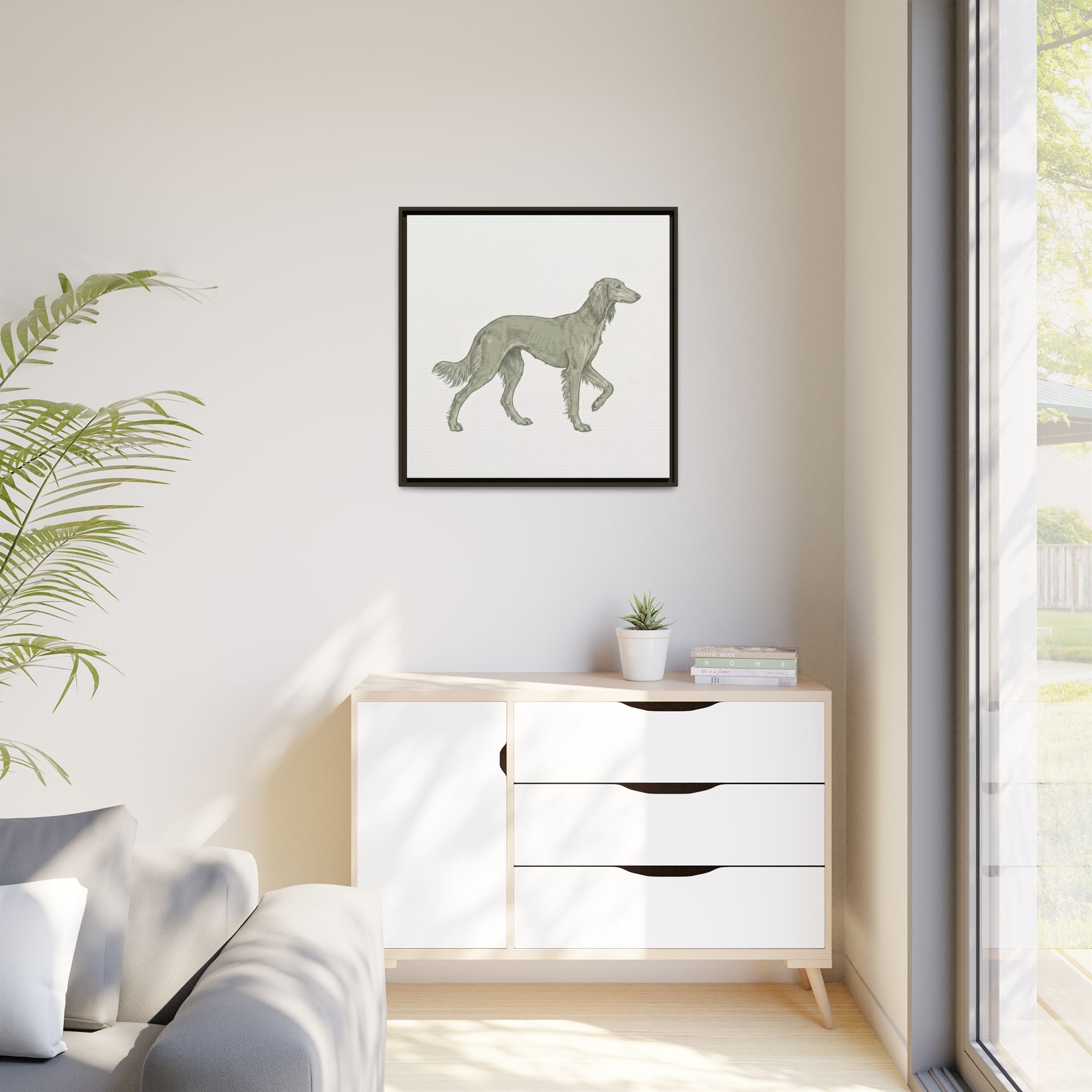 The Saluki Canvas — Framed Hound Print