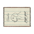 Custom Name Beagle Minimalistic Line Art Woven Blanket — "Joyful Spirit - Merry, Amiable, Curious" Striped Dog Throw — Aspen Paws