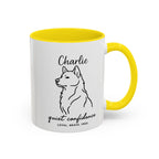 Custom Name Husky Portrait Illustration Accent Coffee Mug (11, 15oz) - Quiet Confidence - Loyal, brave, free