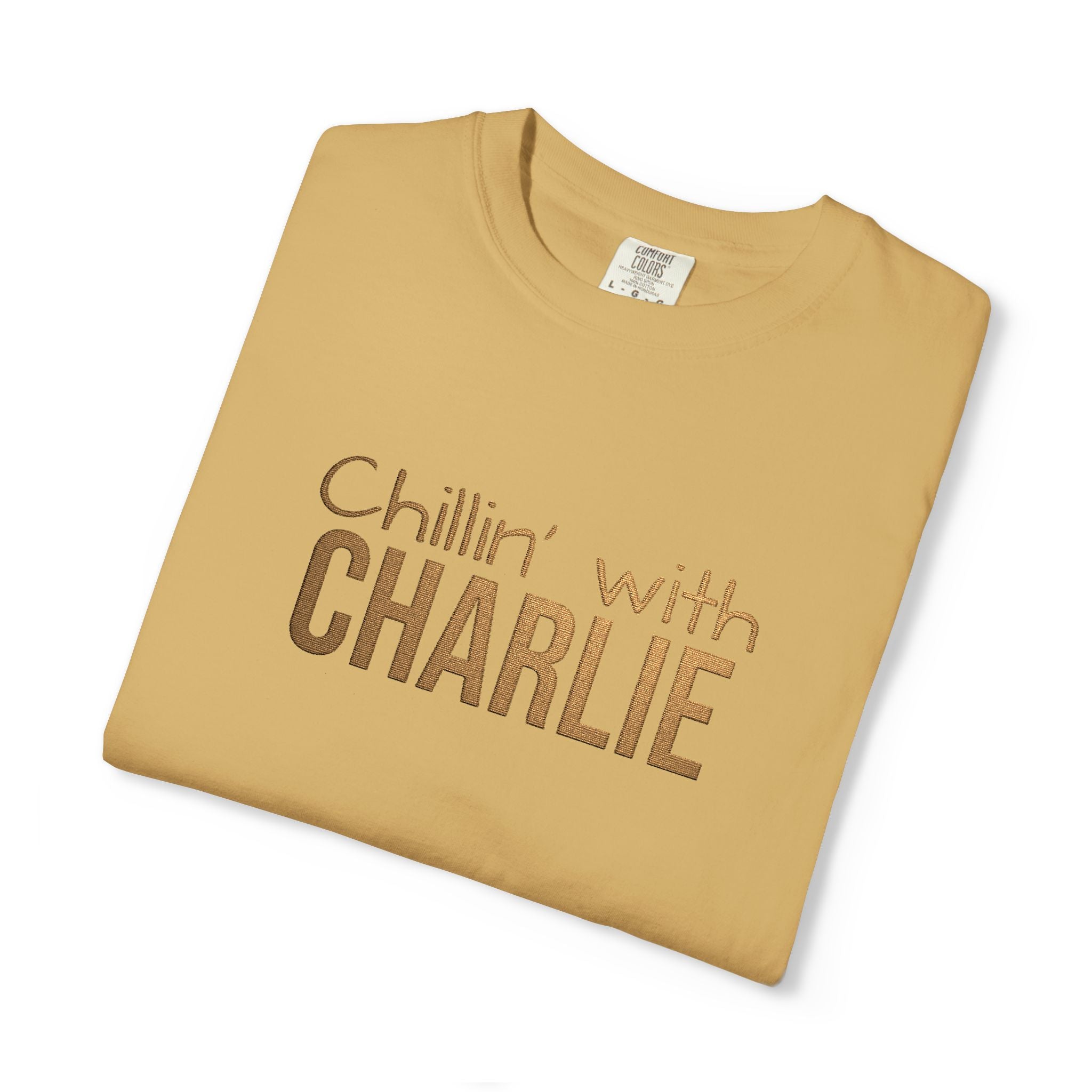 Chillin' with Custom Pet Name T-Shirt — Casual Tonal Retro Text Graphic Tee — view 3