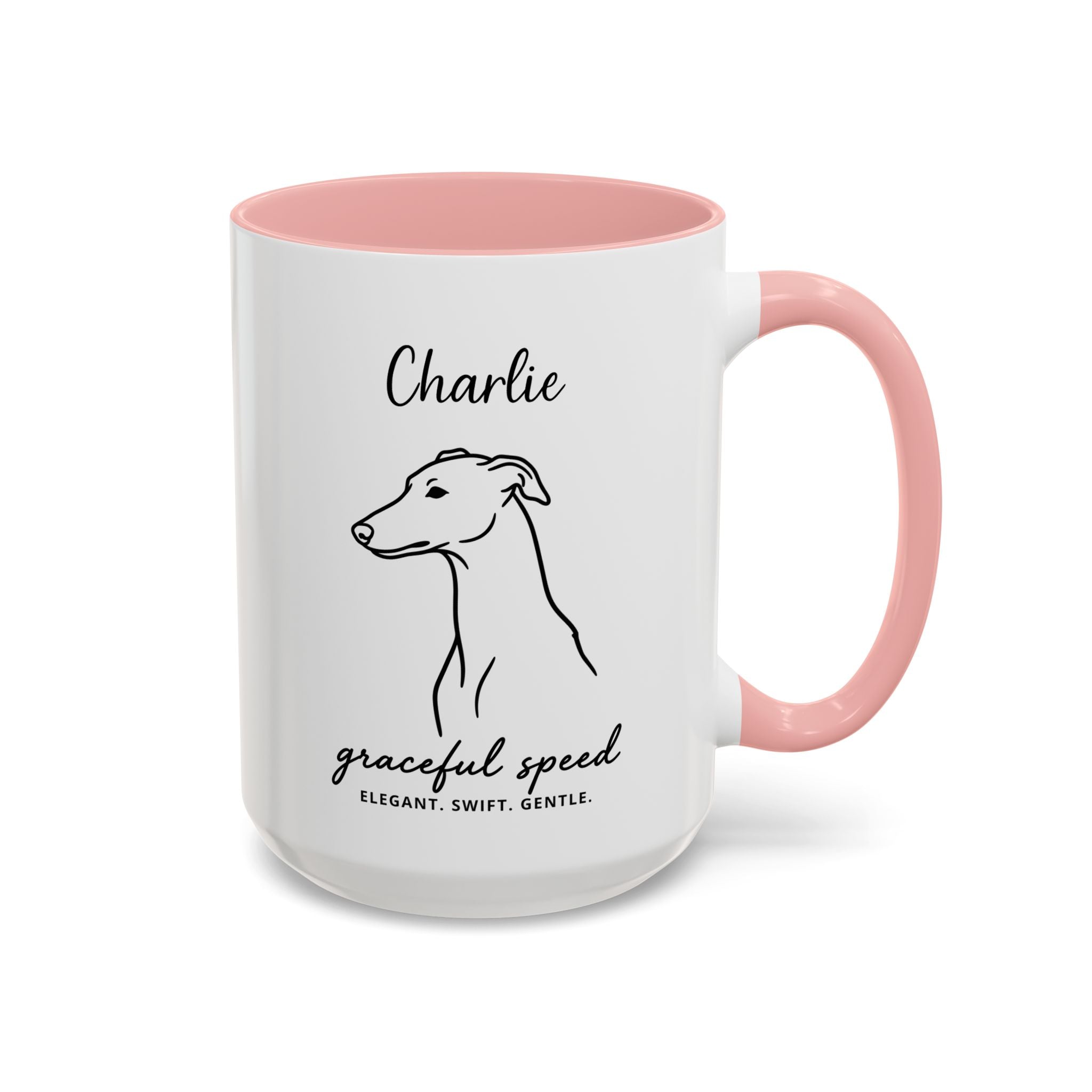 Custom Name Greyhound Portrait Illustration Accent Coffee Mug (11, 15oz) - Graceful Speed - Elegant, Swift, Gentle — view 36
