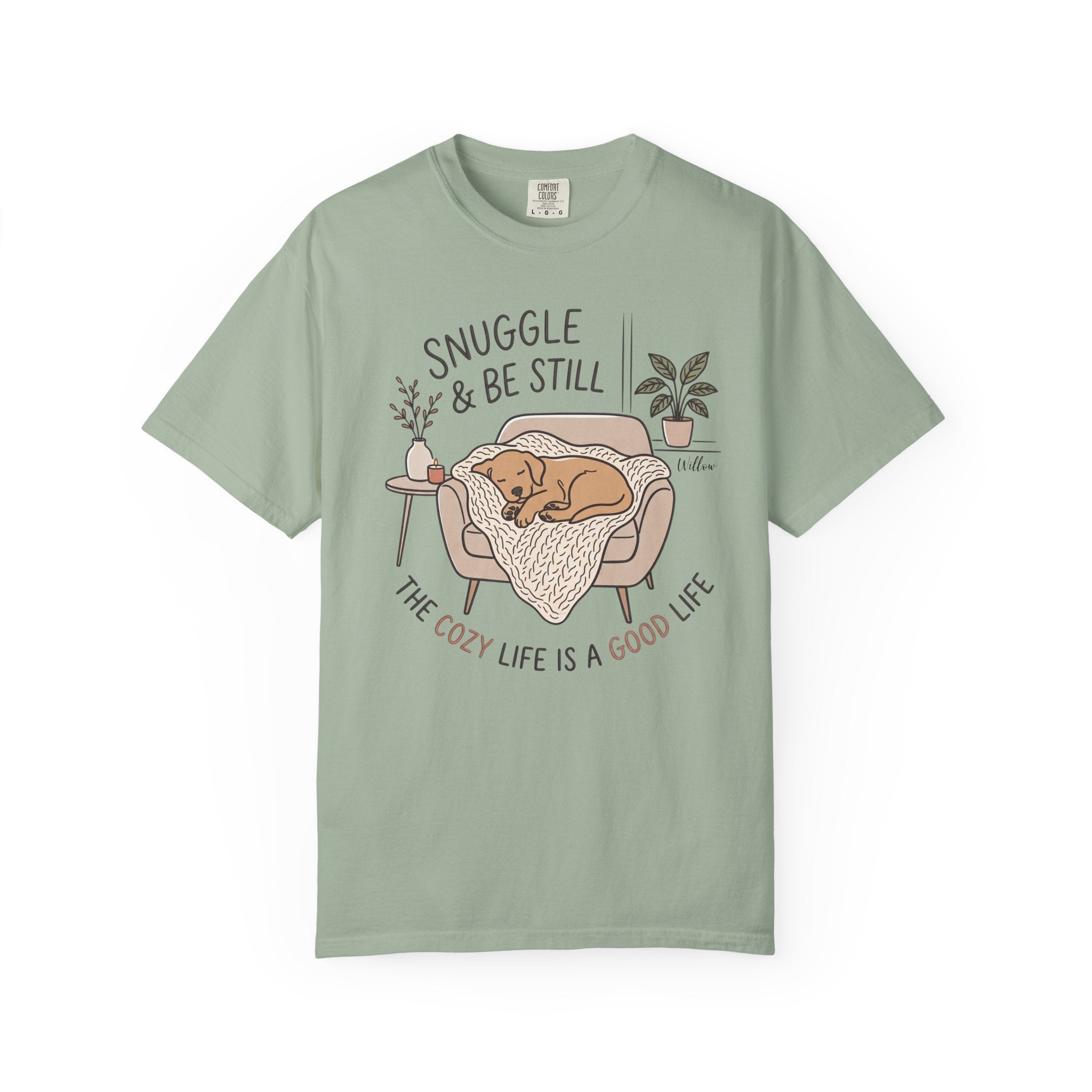 Snuggle & Be Still Tee — Cozy Dog Lounge Graphic T-Shirt — view 3