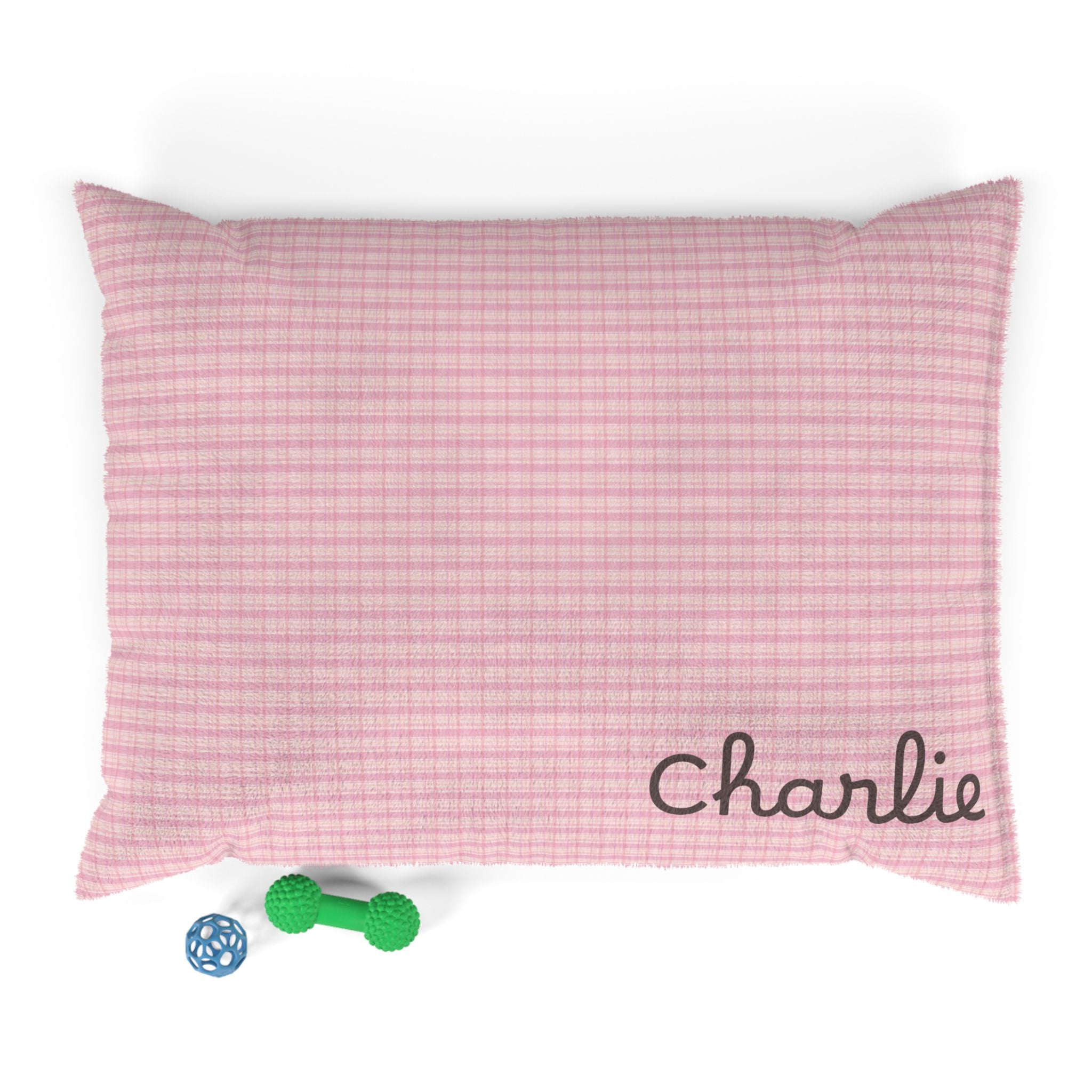 Personalized Pet Bed — Blush Plaid — view 3