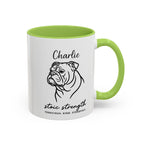 Custom Name Bulldog Portrait Illustration Accent Coffee Mug (11, 15oz) - Stoic Strength - Tenacious, Kind, Steadfast