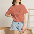 Minimalistic Corgi Pet Botanical Line Art — Cozy Flower Dog Lounge Graphic T-Shirt — view 20