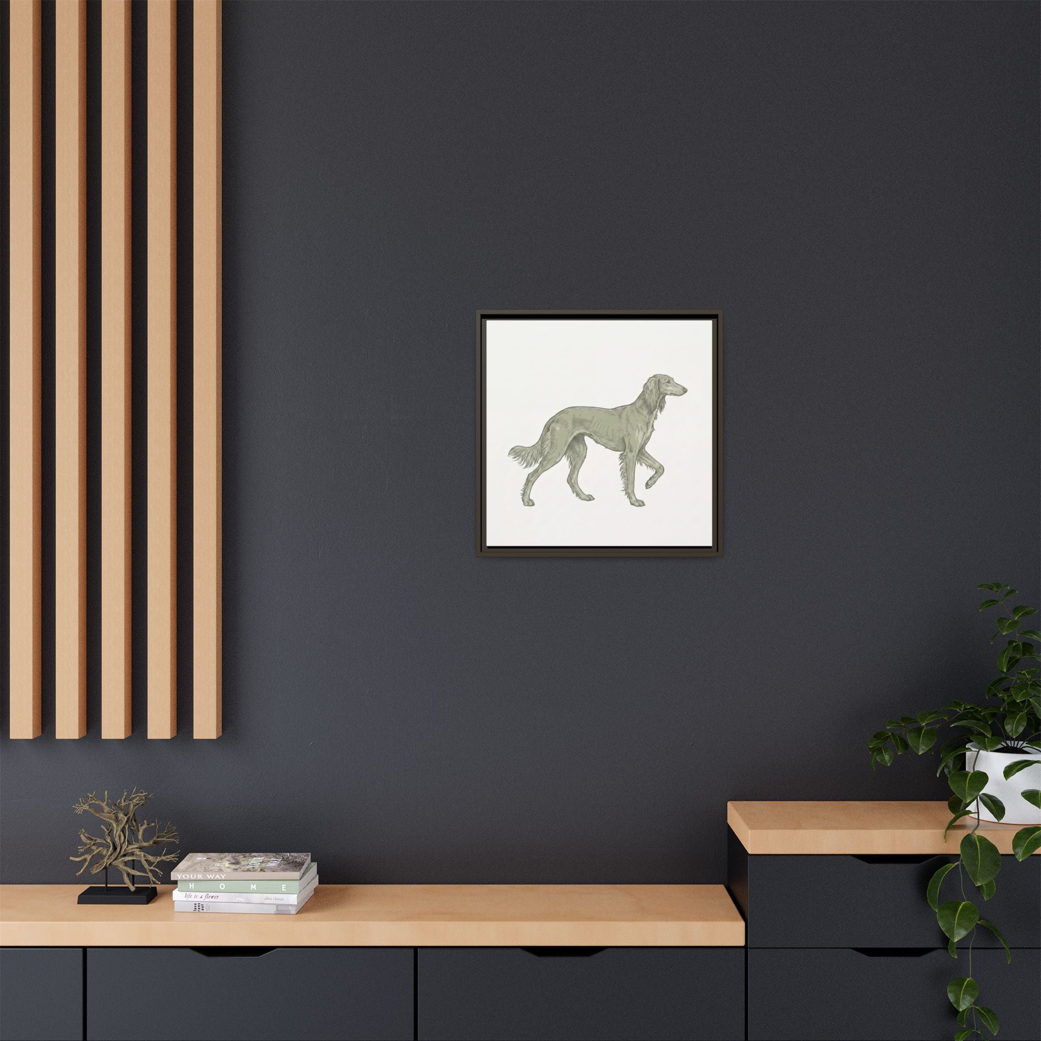 The Saluki Canvas — Framed Hound Print