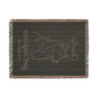 Custom Name Husky Minimalistic Line Art Woven Blanket — "Quiet Confidence - Loyal, Brave, Free" Striped Dog Throw (Seafoam & Charcoal) — view 12