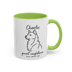 Custom Name Husky Portrait Illustration Accent Coffee Mug (11, 15oz) - Quiet Confidence - Loyal, brave, free