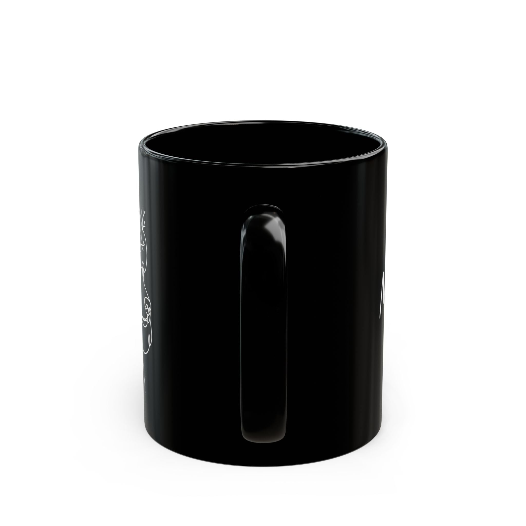 The Floral Poodle Mug — Custom Name, Black Ceramic — view 4