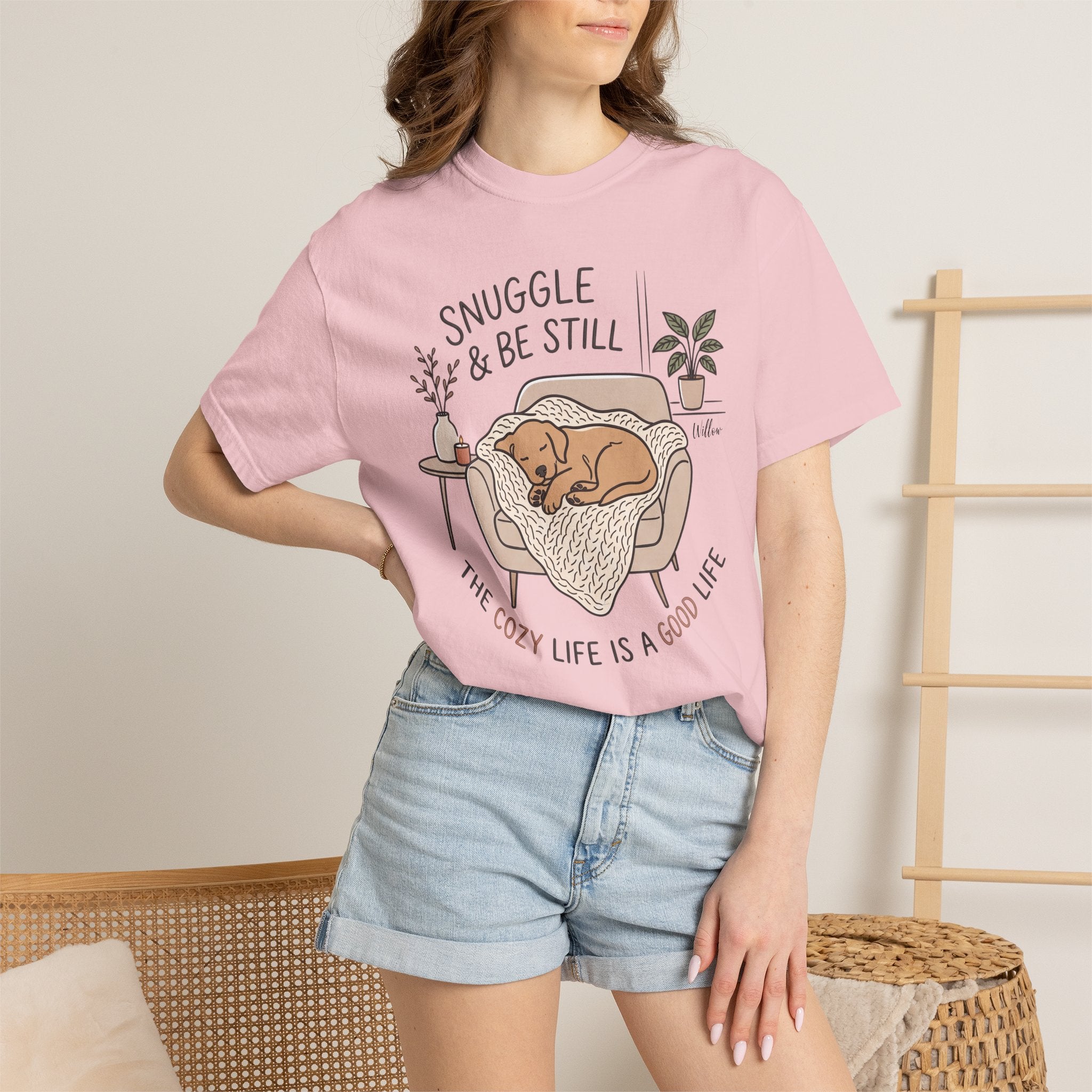 Snuggle & Be Still Tee — Cozy Dog Lounge Graphic T-Shirt — view 24