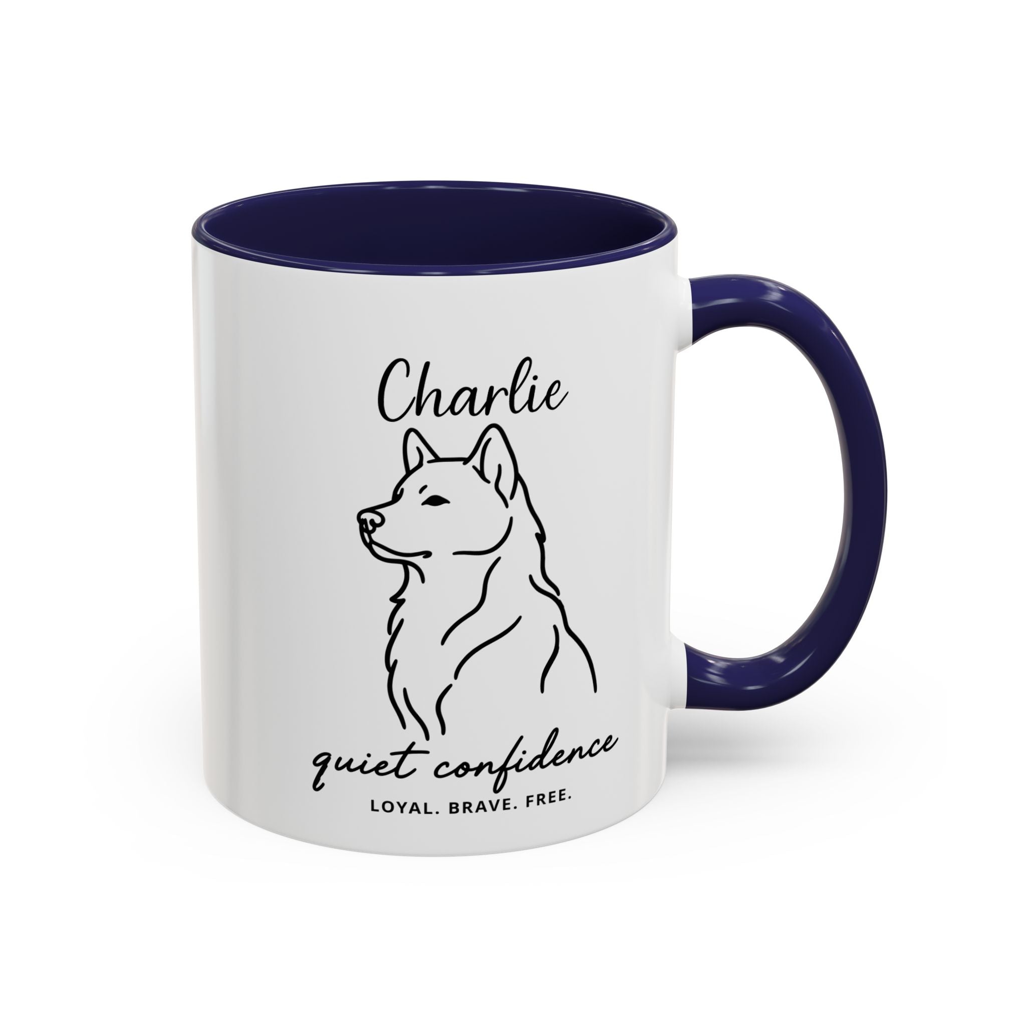 Custom Name Husky Portrait Illustration Accent Coffee Mug (11, 15oz) - Quiet Confidence - Loyal, brave, free — view 21