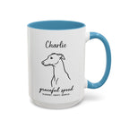 Custom Name Greyhound Portrait Illustration Accent Coffee Mug (11, 15oz) - Graceful Speed - Elegant, Swift, Gentle