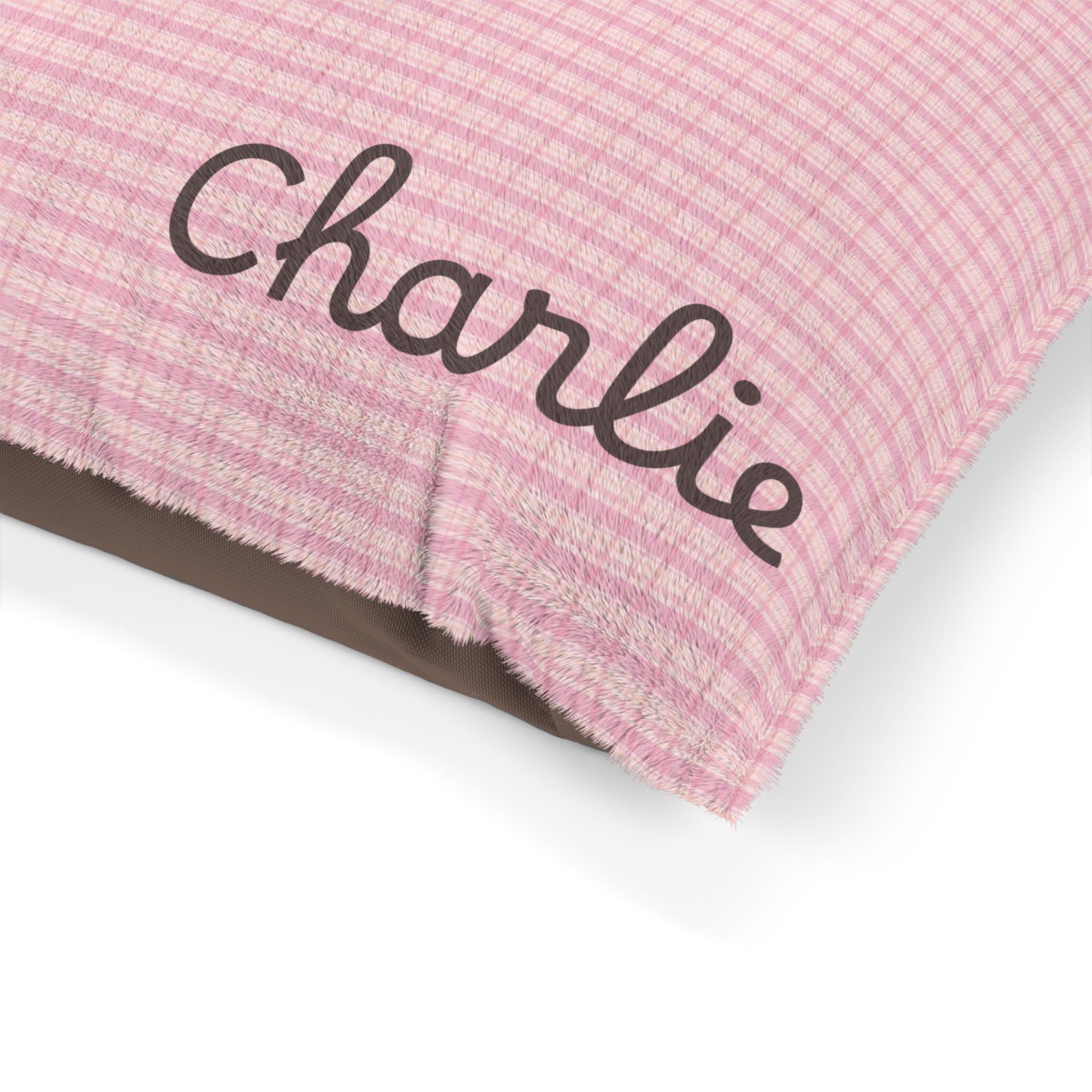 Personalized Pet Bed — Blush Plaid — view 8