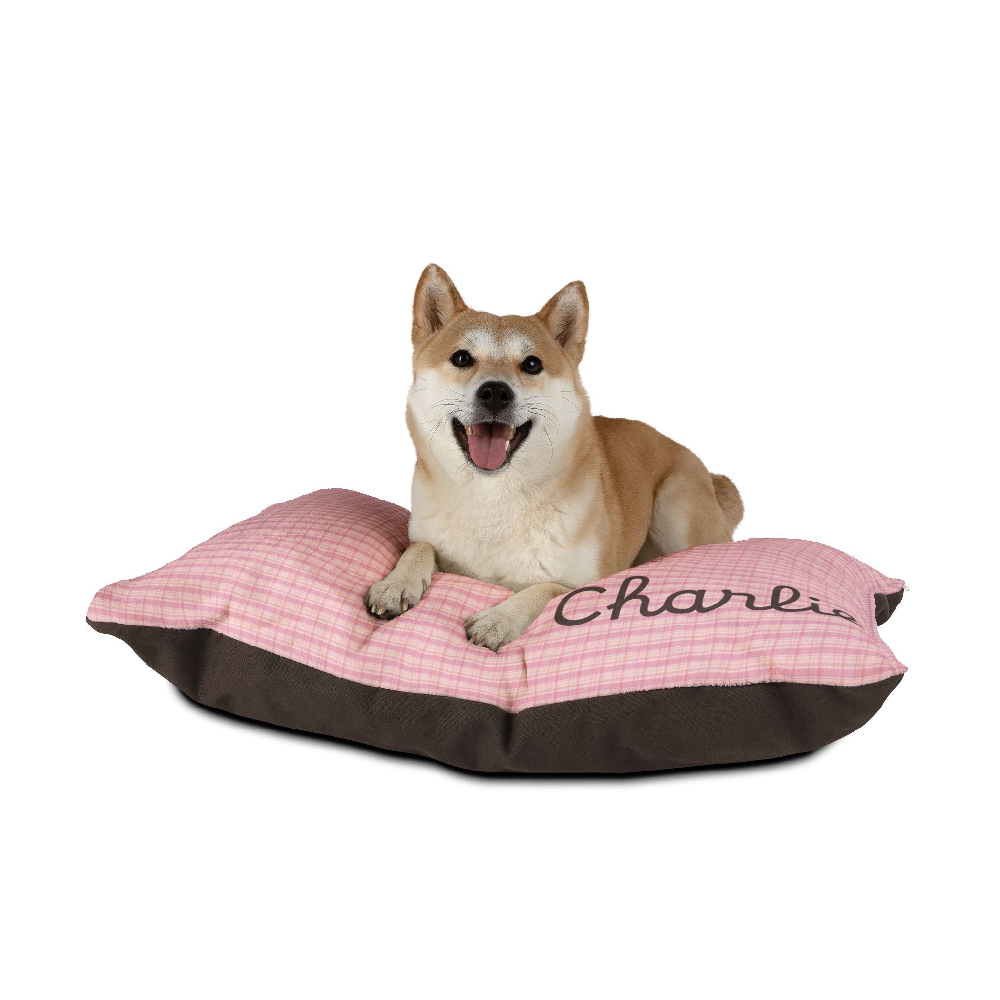 Personalized Pet Bed — Blush Plaid — view 9
