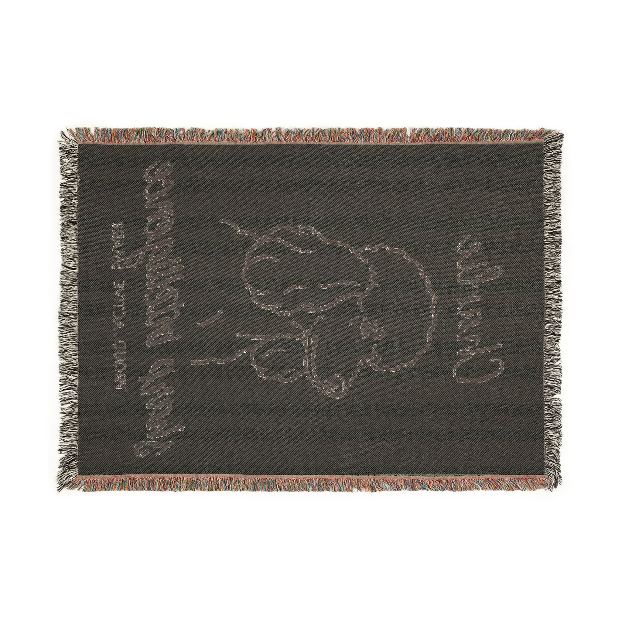 Custom Name Poodle Minimalistic Line Art Woven Blanket — "Sharp Intelligence - Proud, Active Smart" Striped Dog Throw — view 4