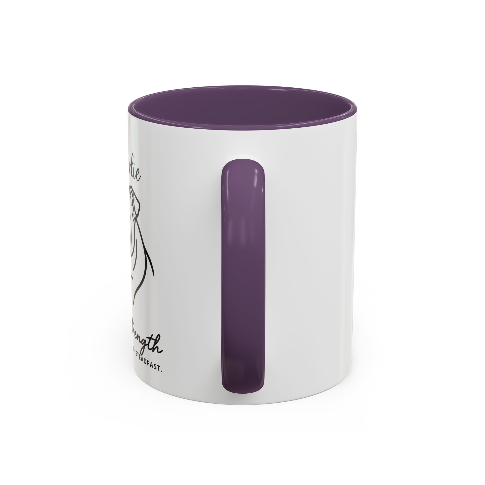 Custom Name Bulldog Portrait Illustration Accent Coffee Mug (11, 15oz) - Stoic Strength - Tenacious, Kind, Steadfast