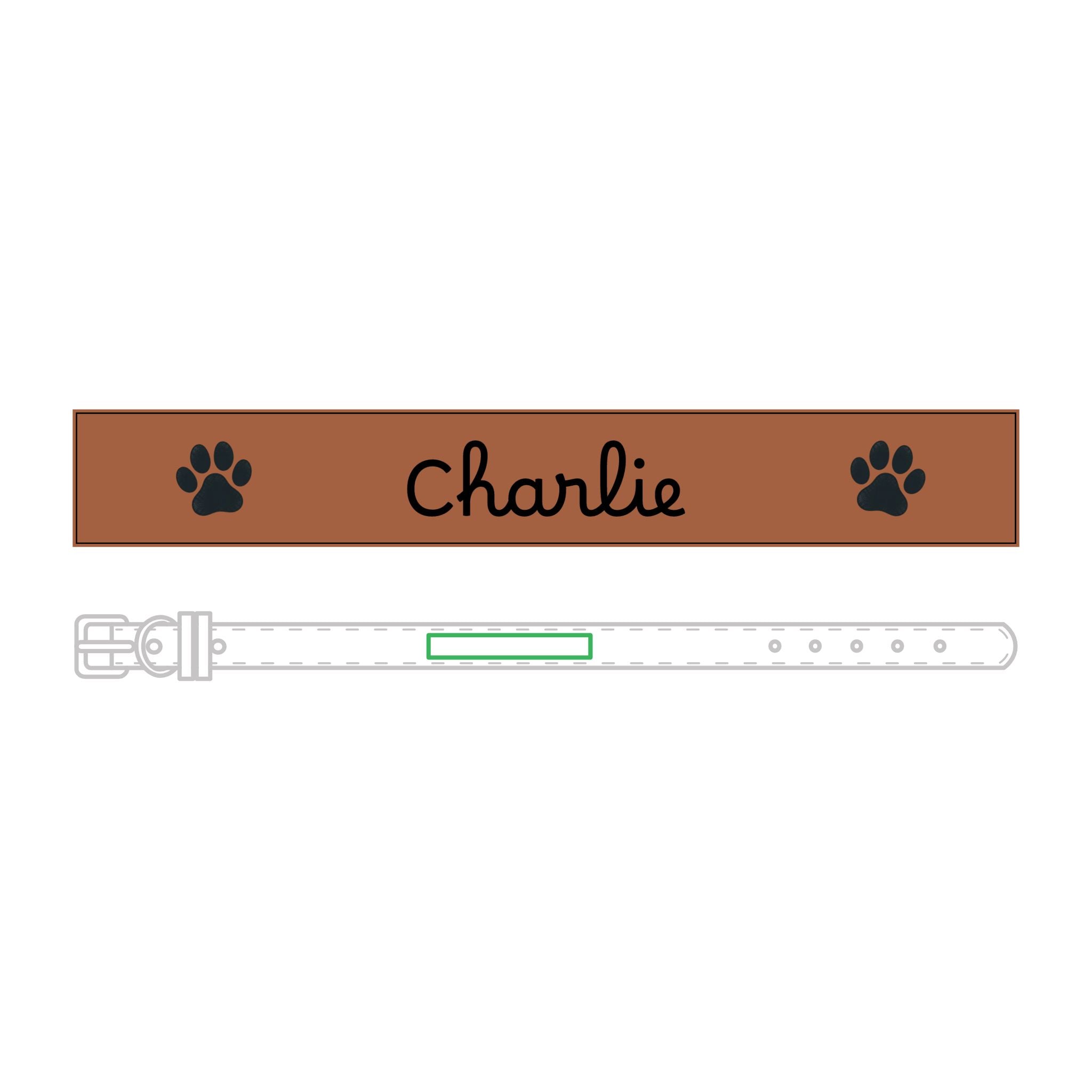 The Engraved Leather Collar — Name & Paw Print — view 26