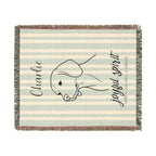 Custom Name Beagle Minimalistic Line Art Woven Blanket — "Joyful Spirit - Merry, Amiable, Curious" Striped Dog Throw — view 7