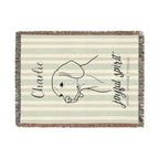 Custom Name Beagle Minimalistic Line Art Woven Blanket — "Joyful Spirit - Merry, Amiable, Curious" Striped Dog Throw — view 10