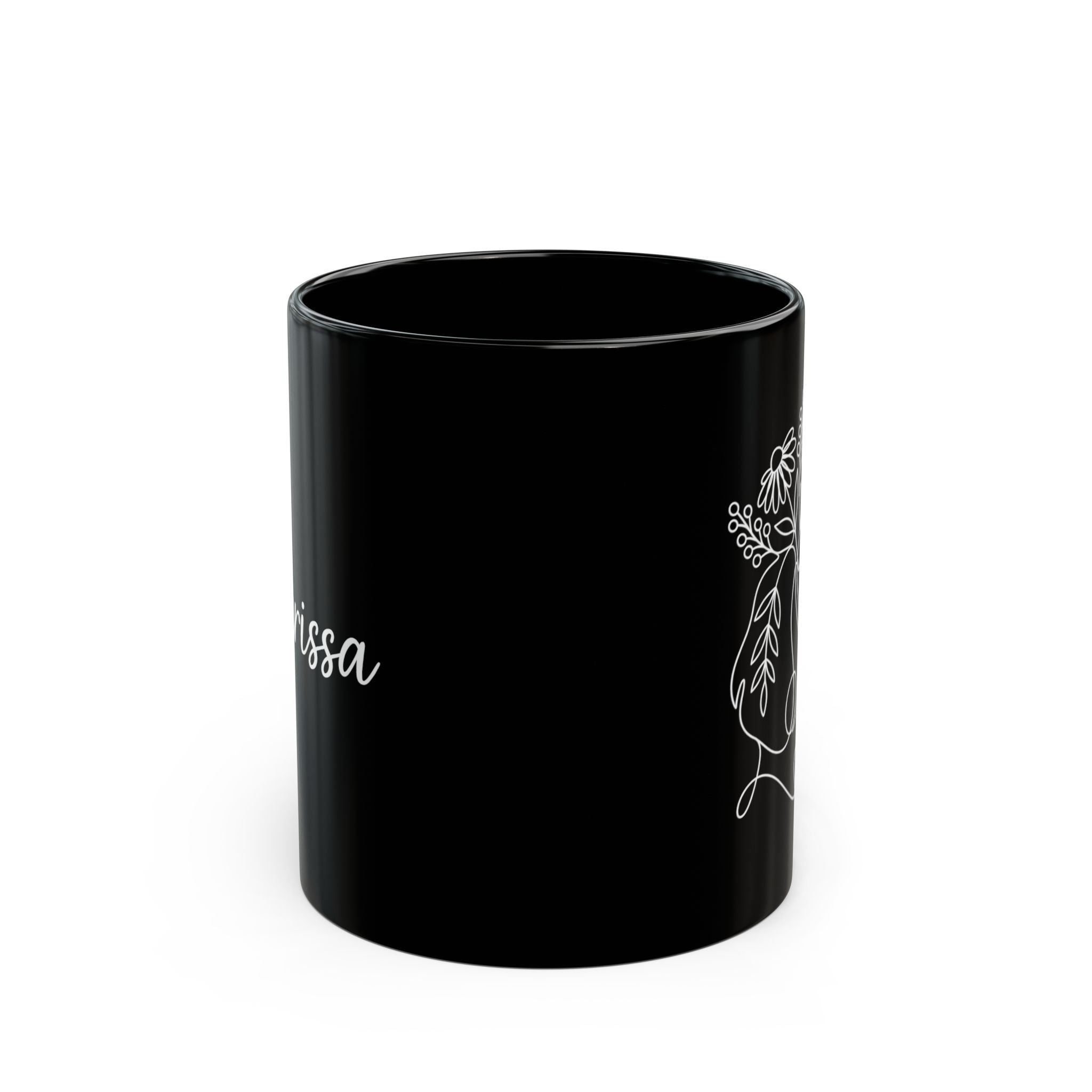 The Floral Poodle Mug — Custom Name, Black Ceramic — Aspen Paws