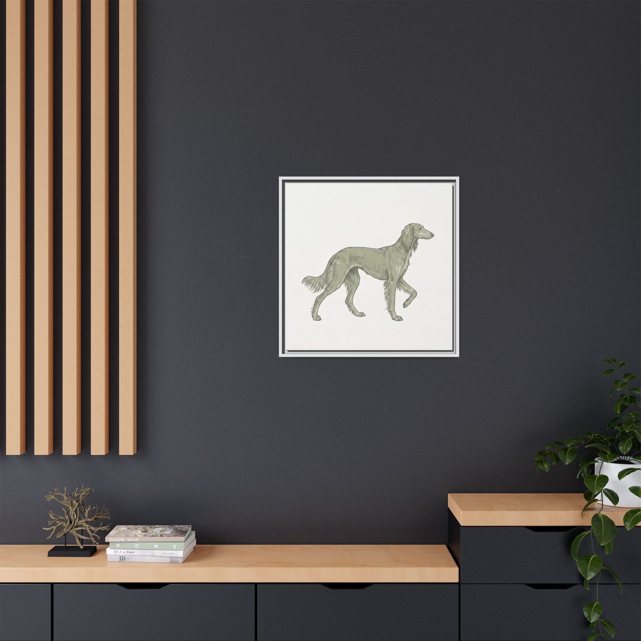 The Saluki Canvas — Framed Hound Print