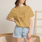 Minimalistic Corgi Pet Botanical Line Art — Cozy Flower Dog Lounge Graphic T-Shirt — view 26