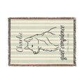 Custom Name Husky Minimalistic Line Art Woven Blanket — "Quiet Confidence - Loyal, Brave, Free" Striped Dog Throw (Seafoam & Charcoal) — Aspen Paws