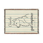 Custom Name Husky Minimalistic Line Art Woven Blanket — "Quiet Confidence - Loyal, Brave, Free" Striped Dog Throw (Seafoam & Charcoal) — Aspen Paws