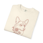 Minimalistic Corgi Pet Botanical Line Art — Cozy Flower Dog Lounge Graphic T-Shirt — view 10