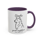 Custom Name Husky Portrait Illustration Accent Coffee Mug (11, 15oz) - Quiet Confidence - Loyal, brave, free