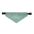 Custom Name Sage Green Botanical Dog Bandana | Adjustable Collar Bandana with Leash D-Ring | Minimalist Luxury Neutral Pet Accessories — view 4