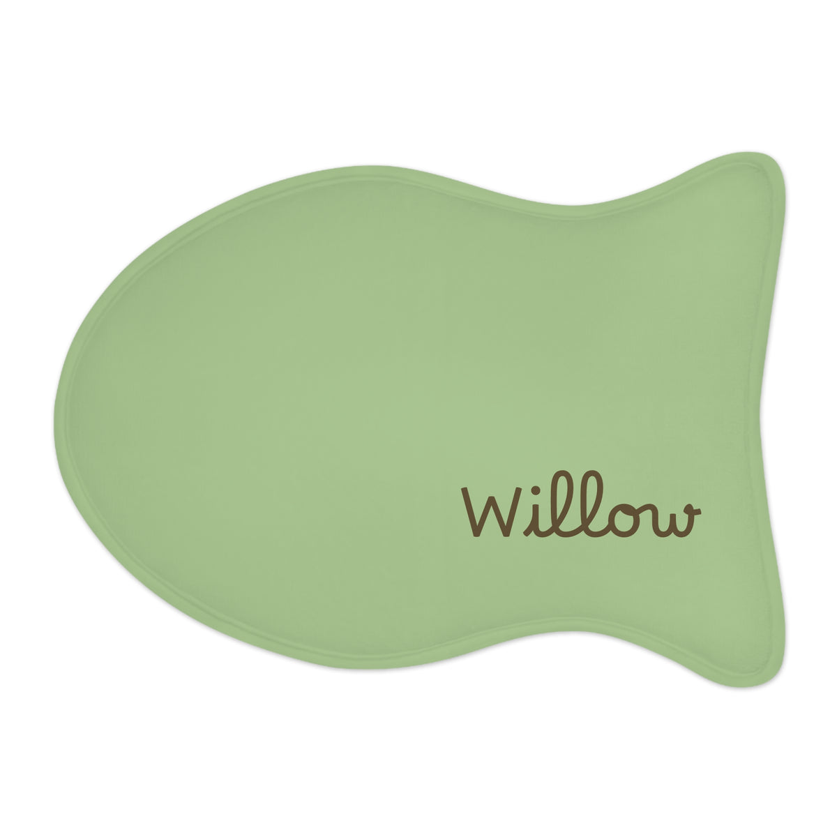 Sage Personalized Dog Feeding Mat — Sage Green Bone-Shaped Placemat with Name — view 3