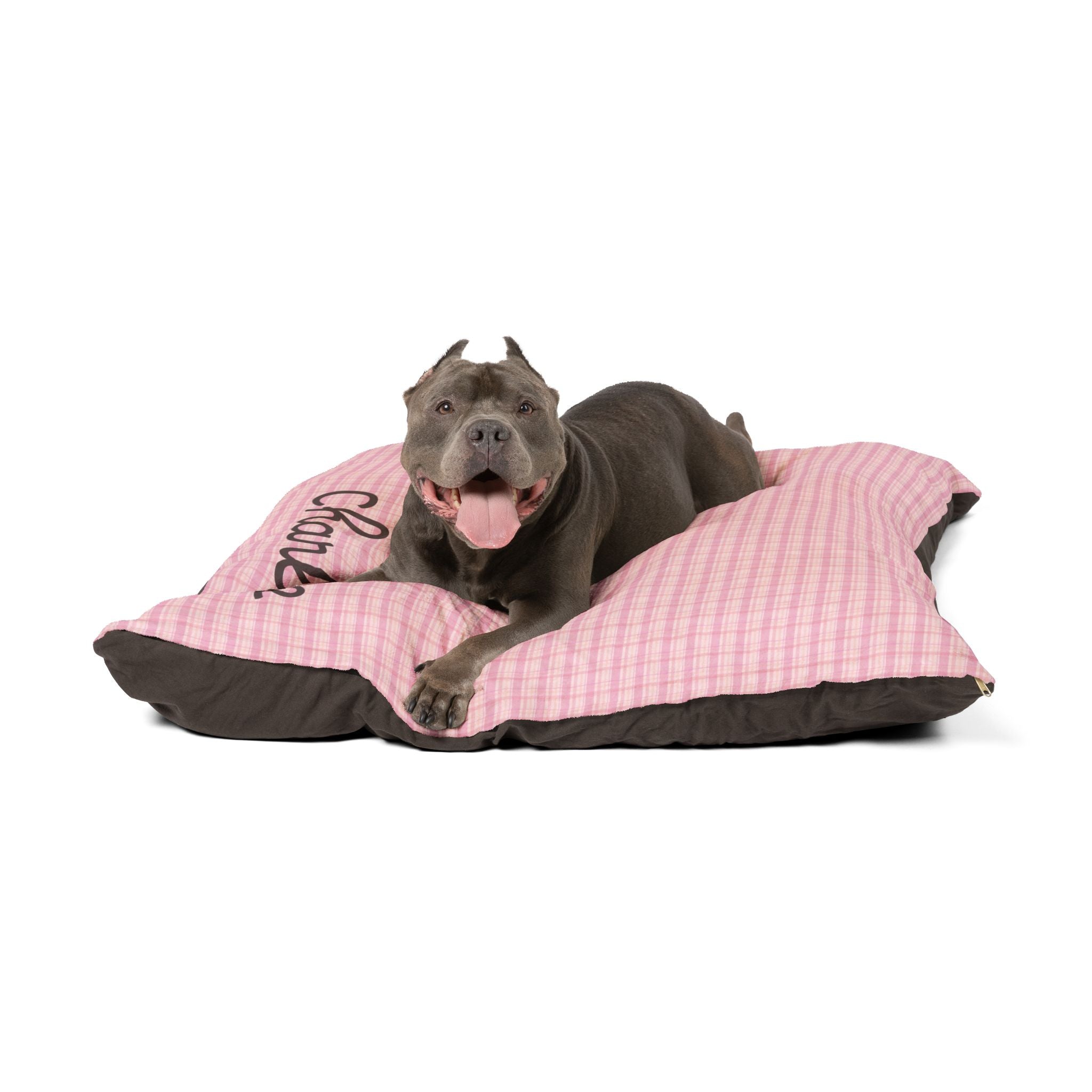 Personalized Pet Bed — Blush Plaid — view 5