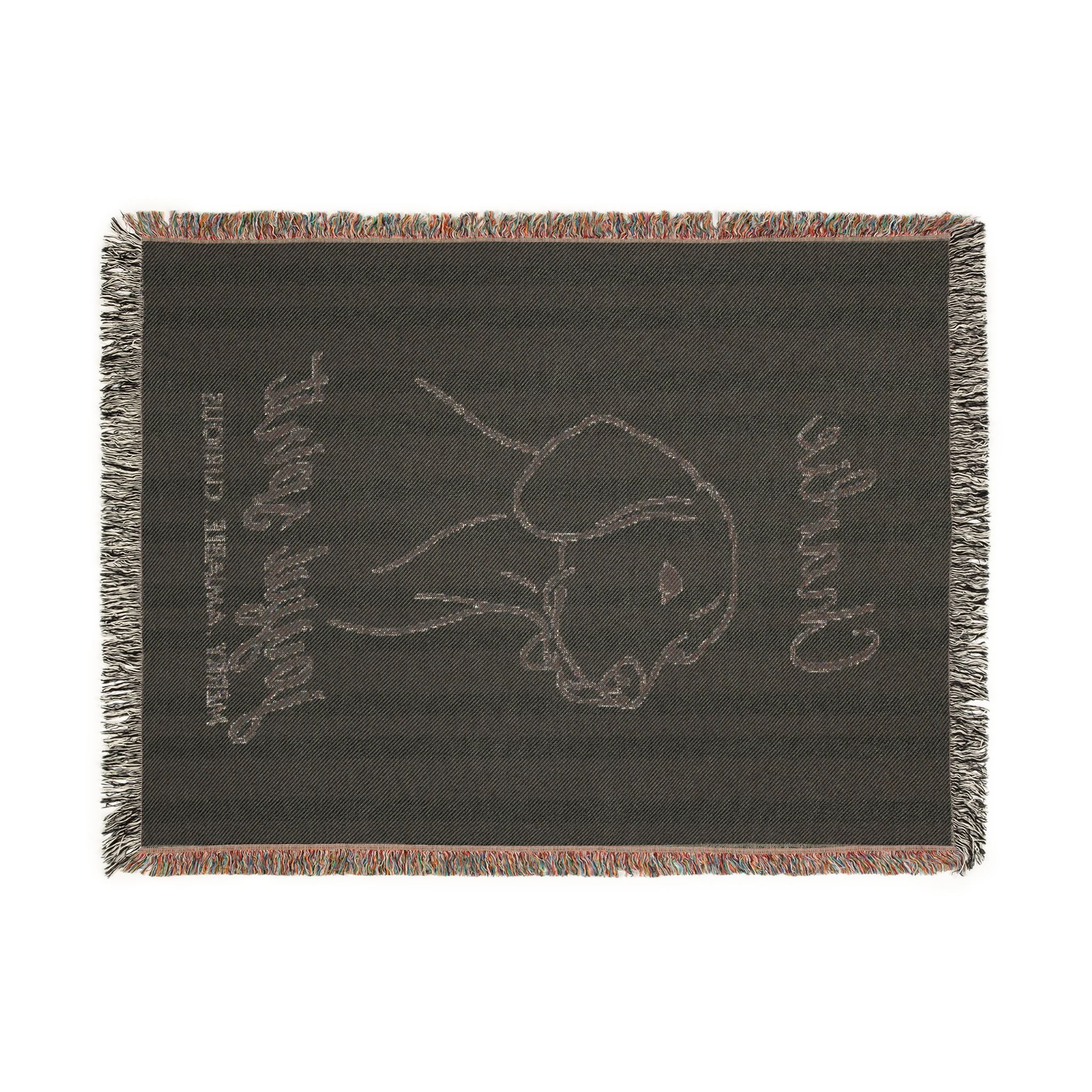 Custom Name Beagle Minimalistic Line Art Woven Blanket — "Joyful Spirit - Merry, Amiable, Curious" Striped Dog Throw — view 12
