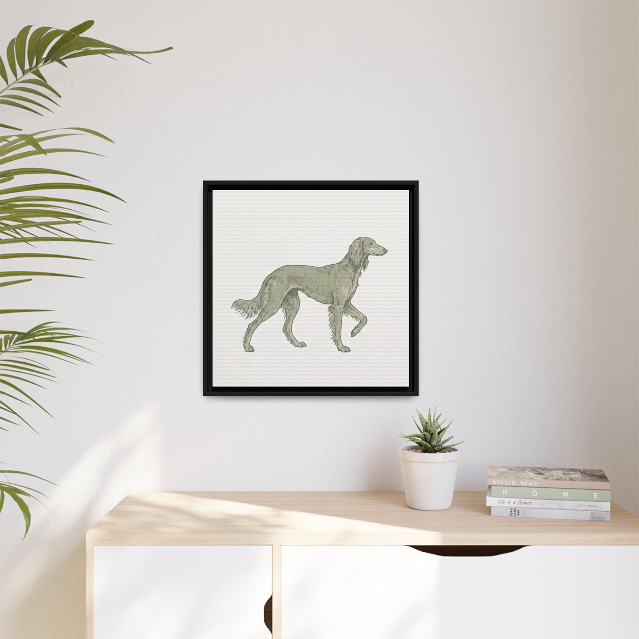 The Saluki Canvas — Framed Hound Print