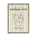 Custom Name Poodle Minimalistic Line Art Woven Blanket — "Sharp Intelligence - Proud, Active Smart" Striped Dog Throw — view 6