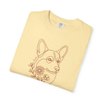 Minimalistic Corgi Pet Botanical Line Art — Cozy Flower Dog Lounge Graphic T-Shirt — view 22