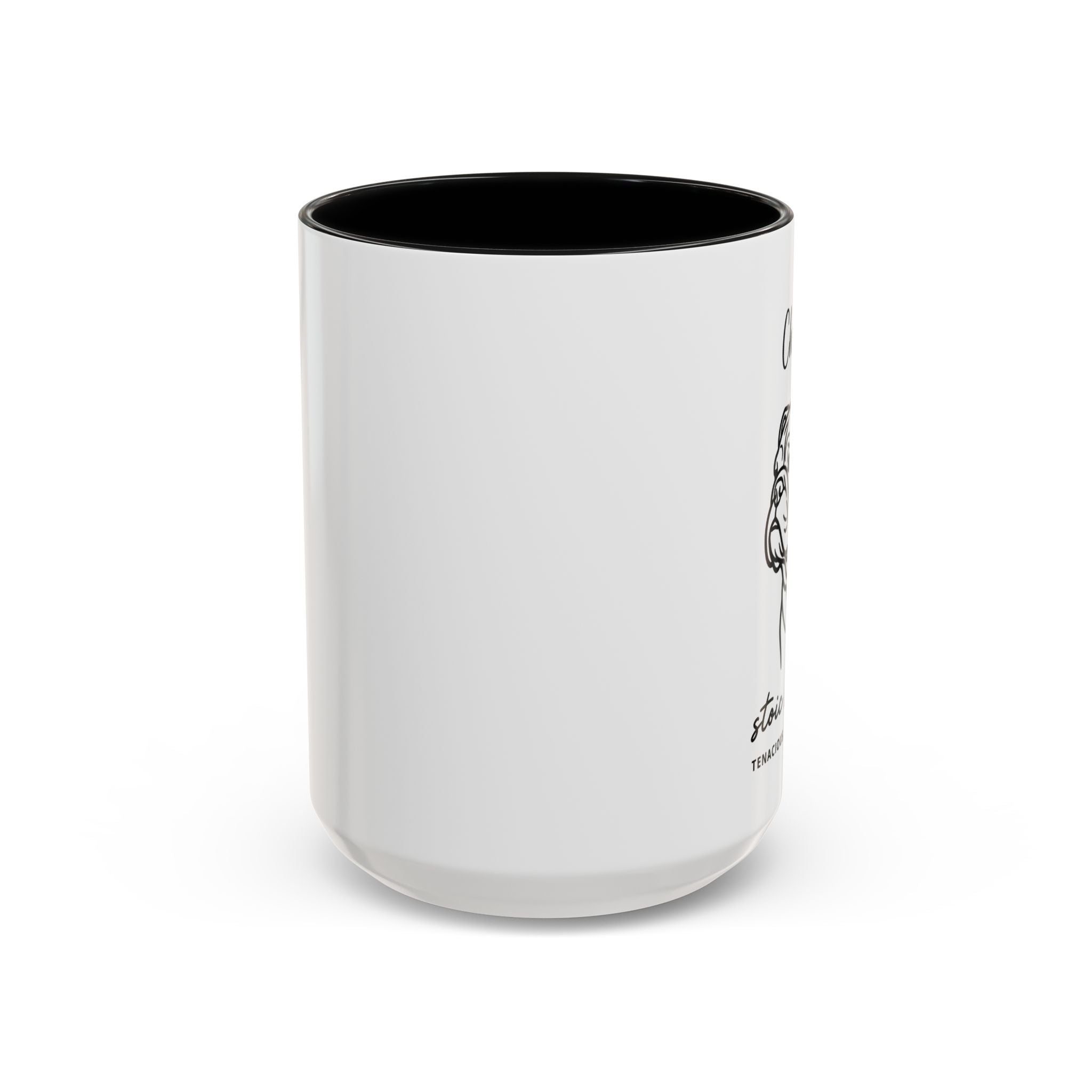 Custom Name Bulldog Portrait Illustration Accent Coffee Mug (11, 15oz) - Stoic Strength - Tenacious, Kind, Steadfast — view 5