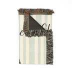 Custom Name Husky Minimalistic Line Art Woven Blanket — "Quiet Confidence - Loyal, Brave, Free" Striped Dog Throw (Seafoam & Charcoal) — view 5