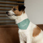 Custom Name Sage Green Botanical Dog Bandana | Adjustable Collar Bandana with Leash D-Ring | Minimalist Luxury Neutral Pet Accessories — view 9