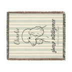 Custom Name Poodle Minimalistic Line Art Woven Blanket — "Sharp Intelligence - Proud, Active Smart" Striped Dog Throw — view 7