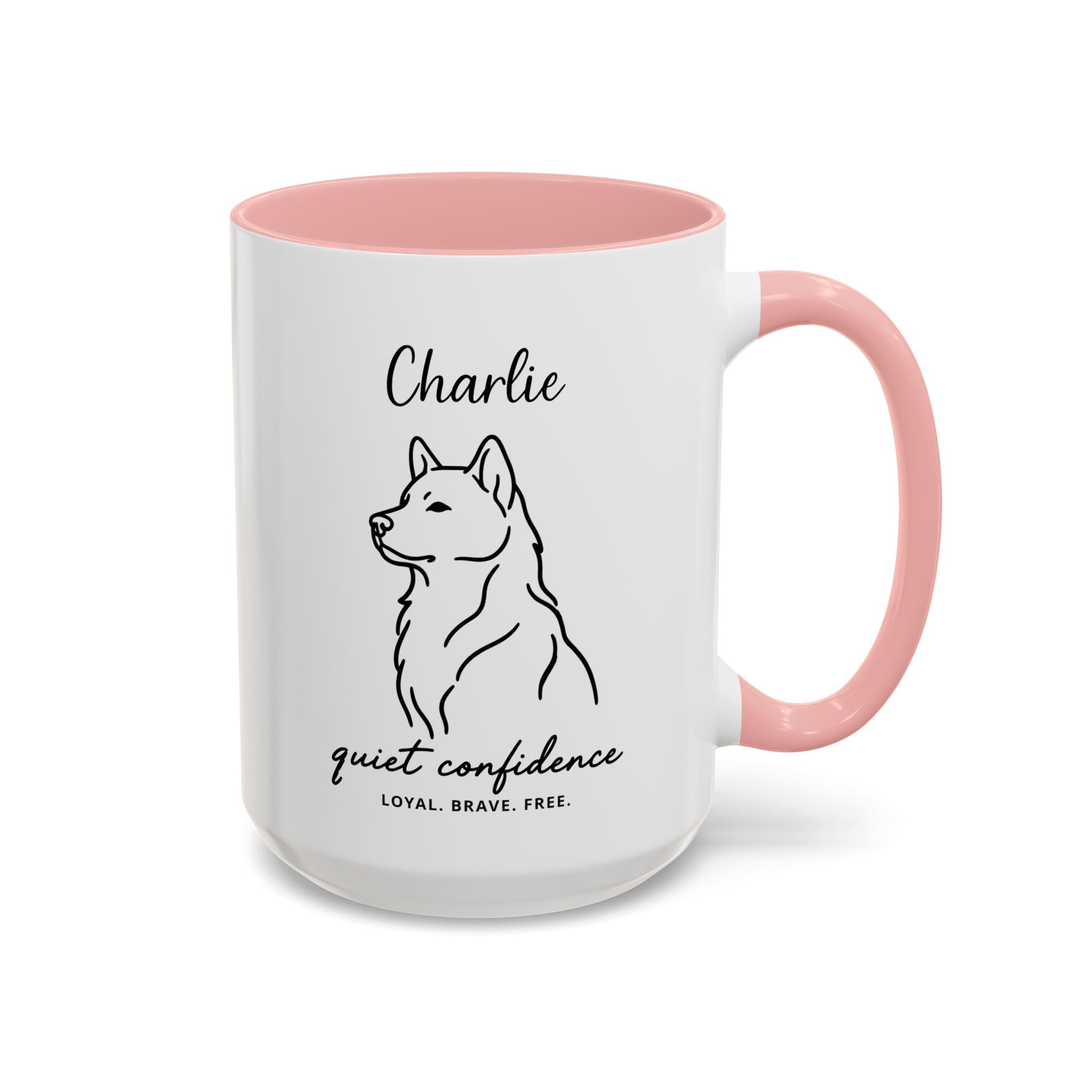 Custom Name Husky Portrait Illustration Accent Coffee Mug (11, 15oz) - Quiet Confidence - Loyal, brave, free — view 36