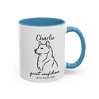 Custom Name Husky Portrait Illustration Accent Coffee Mug (11, 15oz) - Quiet Confidence - Loyal, brave, free