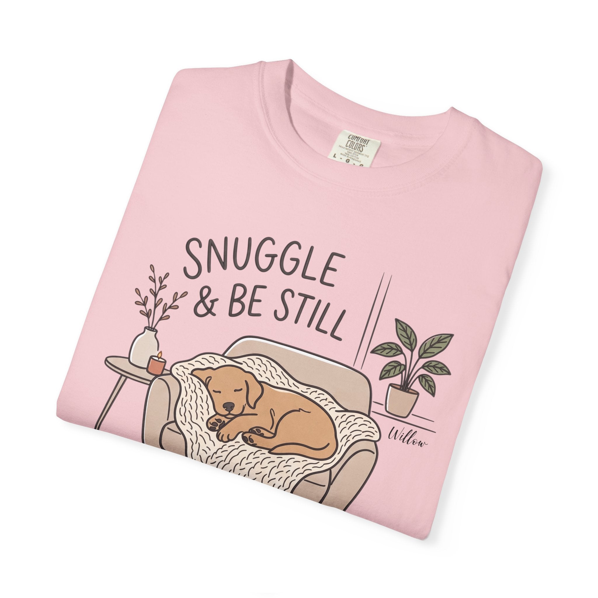 Snuggle & Be Still Tee — Cozy Dog Lounge Graphic T-Shirt — view 23