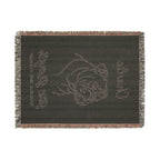 Custom Name Bulldog Minimalistic Line Art Woven Blanket — "Stoic Strength - Tenacious, Kind, Steadfast" Striped Dog Throw — view 12