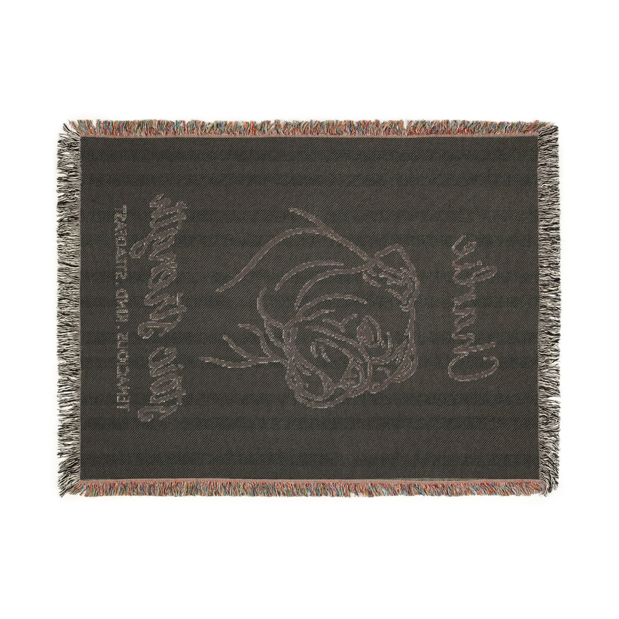 Custom Name Bulldog Minimalistic Line Art Woven Blanket — "Stoic Strength - Tenacious, Kind, Steadfast" Striped Dog Throw — view 12