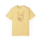 Minimalistic Corgi Pet Botanical Line Art — Cozy Flower Dog Lounge Graphic T-Shirt — view 8