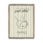 Custom Name Beagle Minimalistic Line Art Woven Blanket — "Joyful Spirit - Merry, Amiable, Curious" Striped Dog Throw — view 11