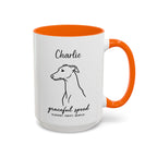 Custom Name Greyhound Portrait Illustration Accent Coffee Mug (11, 15oz) - Graceful Speed - Elegant, Swift, Gentle