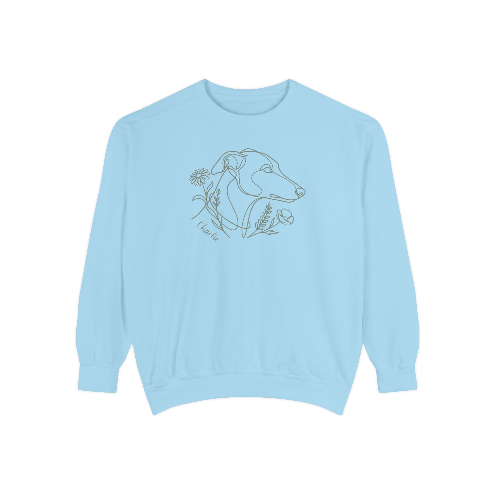 Greyhound Floral Sweatshirt — Minimal Line Art Botanical Floral Dog Crewneck — view 5